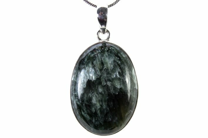 Polished Seraphinite Pendant (Necklace) - Sterling Silver #321580